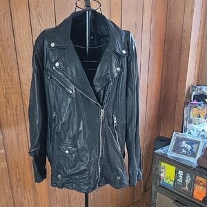 Madewell black washed leather biker jacket